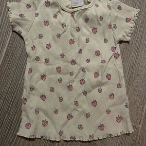 Zara Cream Short Sleeve Tee with Pink Strawberry Print